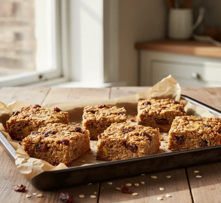 Recipe for sugar free flapjacks cut into squares