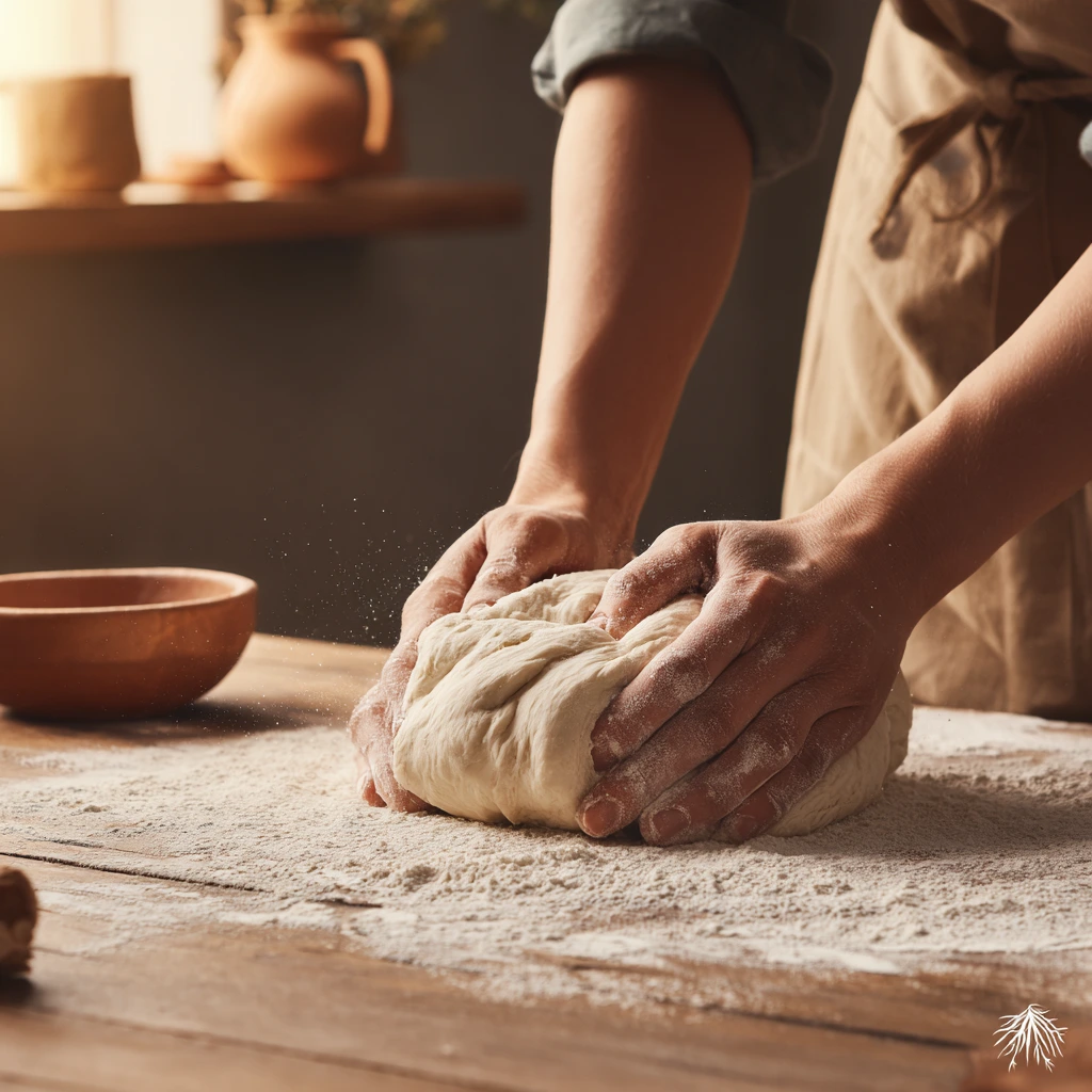 Kneading naan bread dough homemade recipe