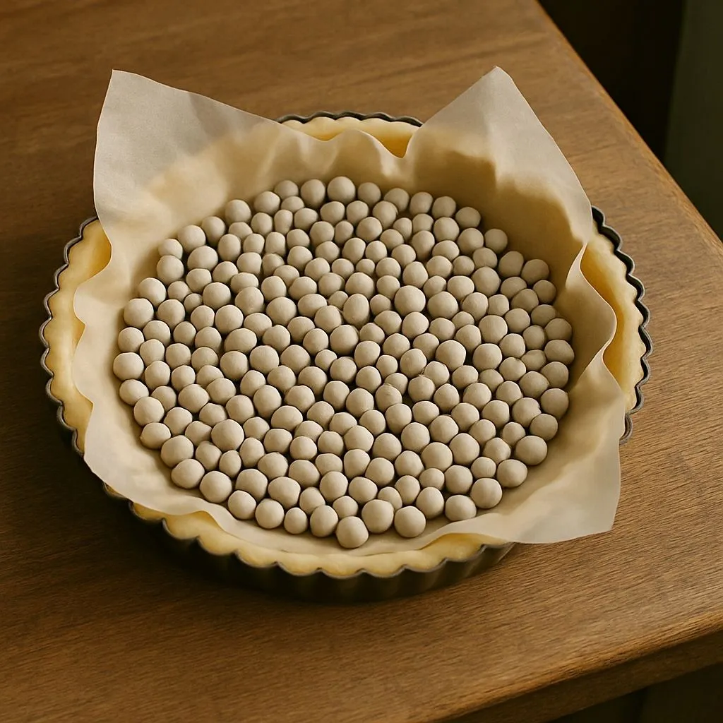 Blind baking pastry crust for Cherry Bakewell