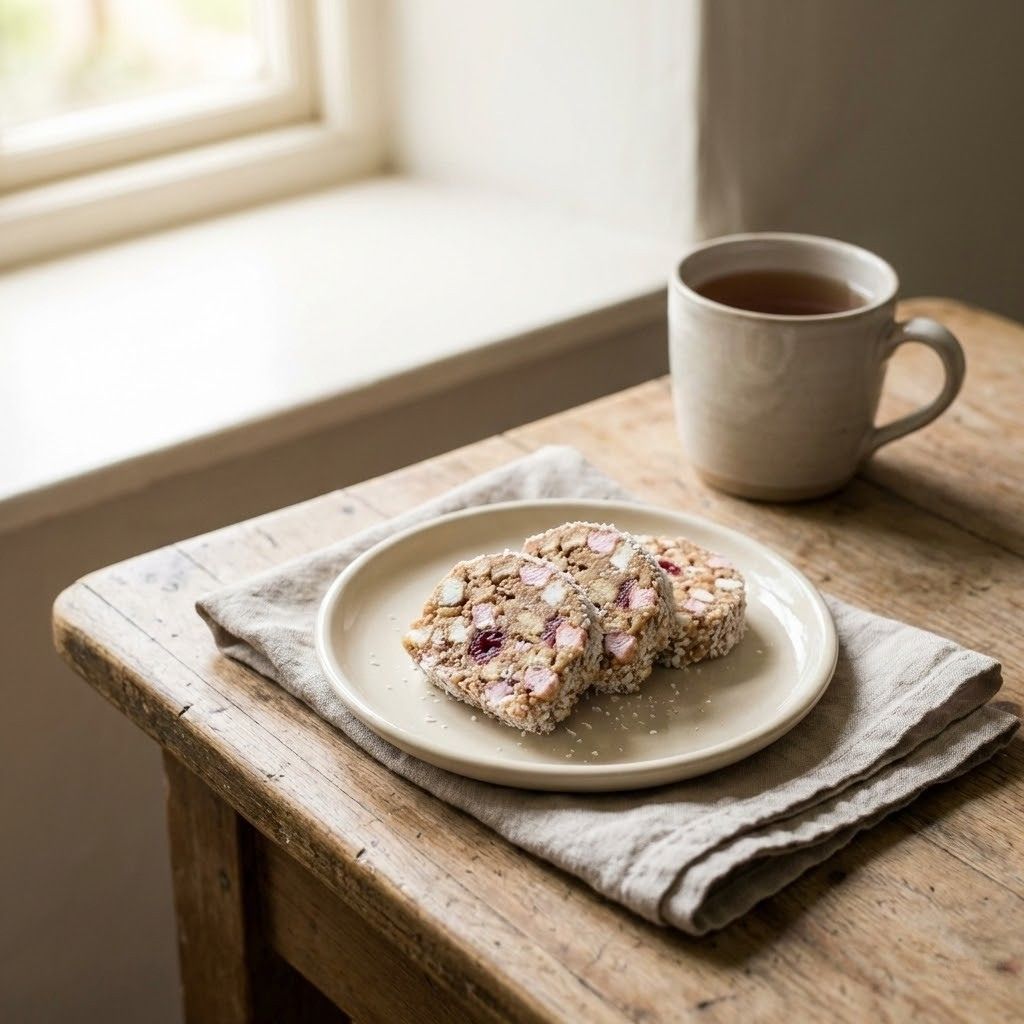 Traditional Fifteens Recipe served on a plate with tea