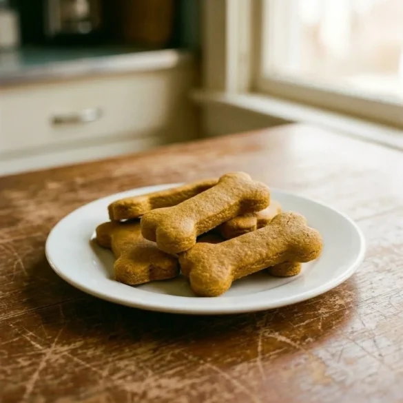 Stack of homemade pumpkin dog biscuits