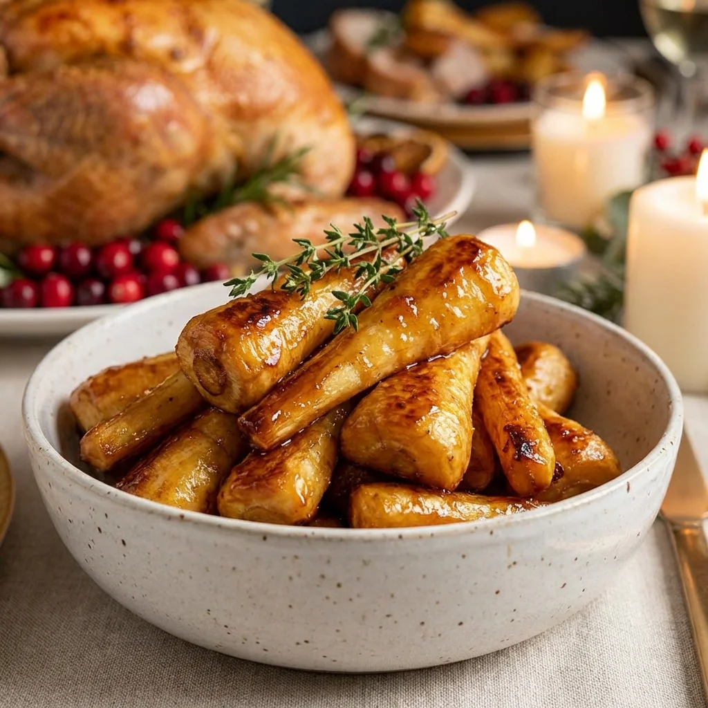 Serving Honey Roast Parsnips