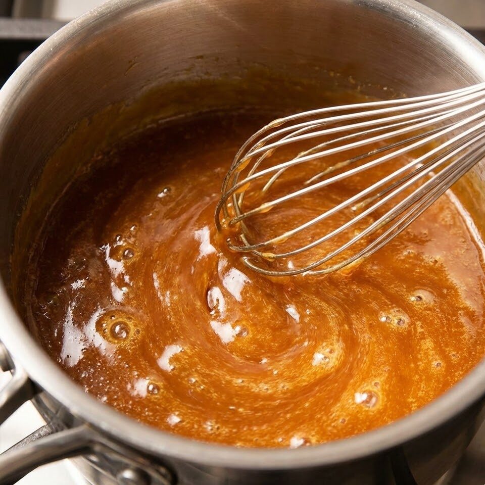caramel filling thickening on stove