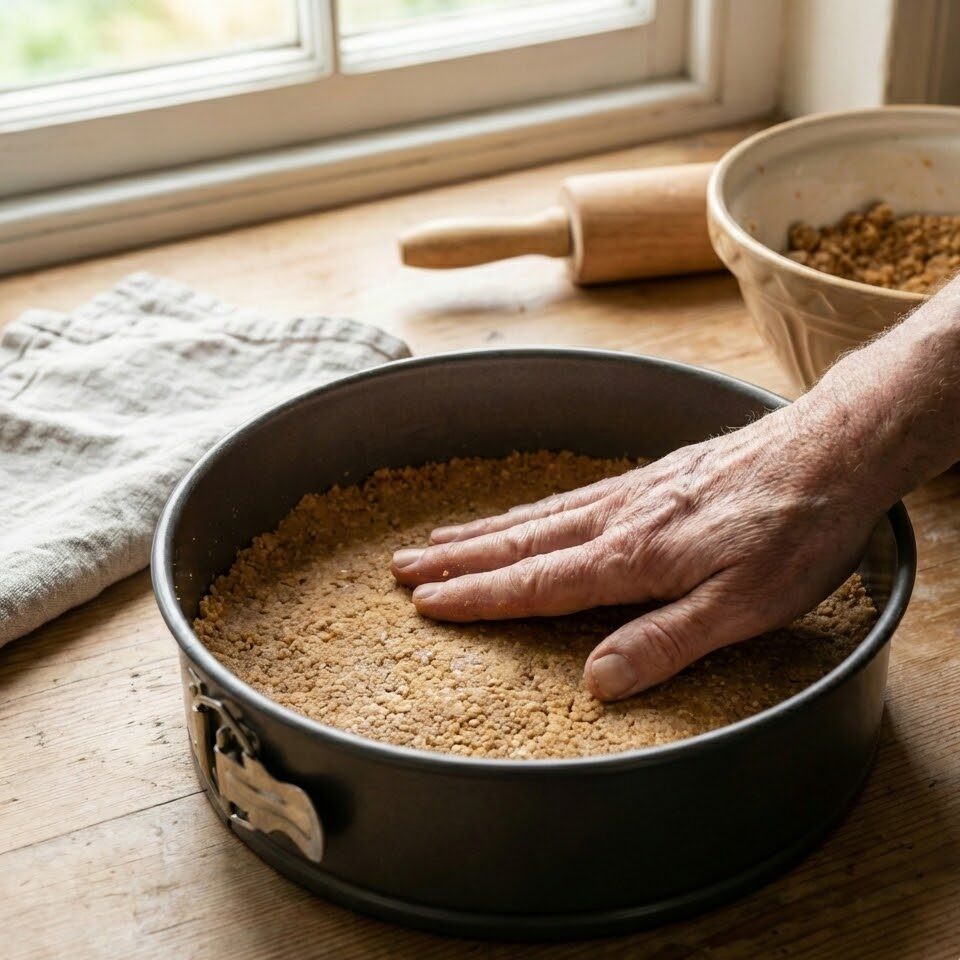 Pressing crust into springform pan