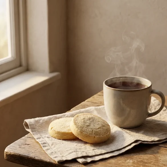 Serving gluten free shortbread with tea
