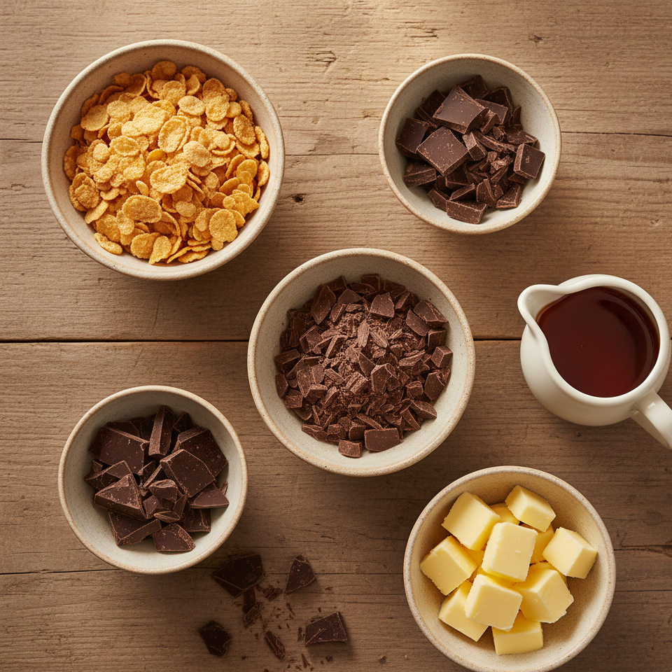 Ingredients for Chocolate Cornflake Traybake