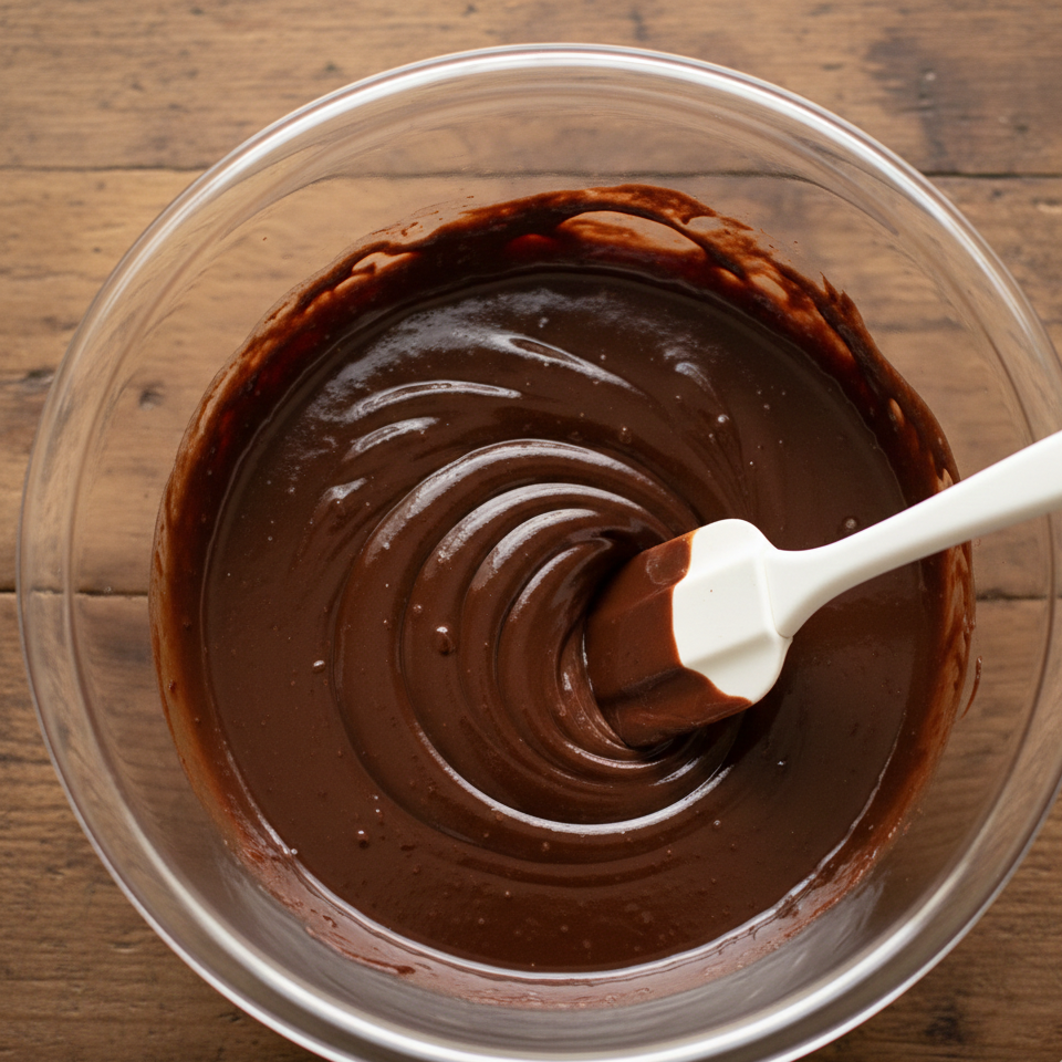Melting the chocolate and golden syrup mixture