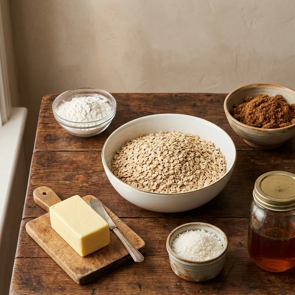 Ingredients for oat biscuits