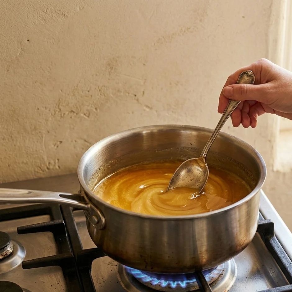 Melting butter and syrup
