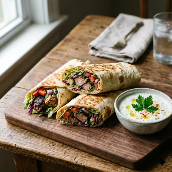 Homemade Kebab Wraps with Garlic Yogurt Sauce